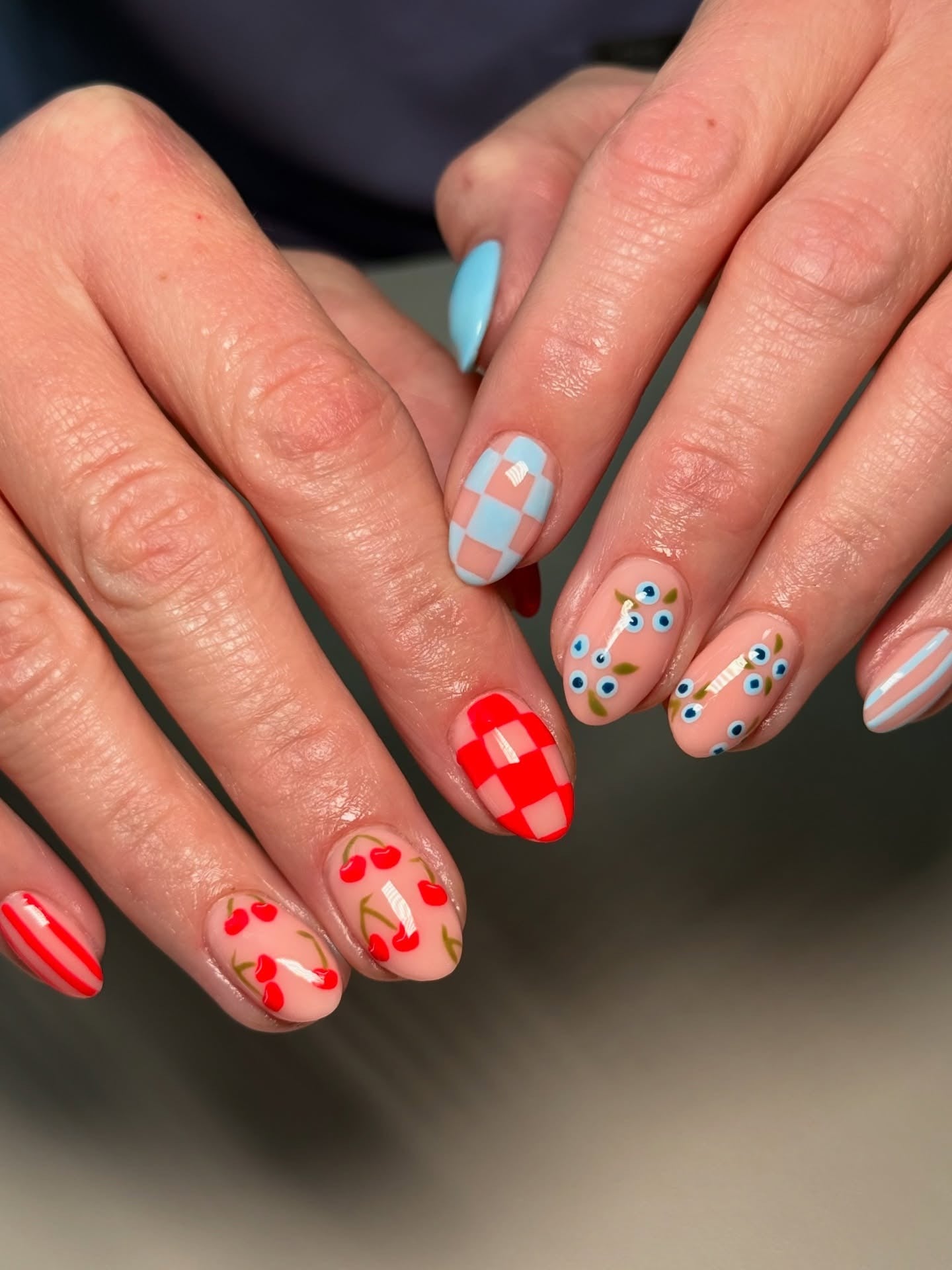 16. Retro Picnic Mix (Summer Nail Ideas)