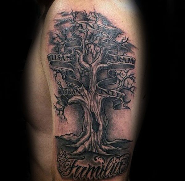 59 Emotive Family Tree Tattoo Designs for Men