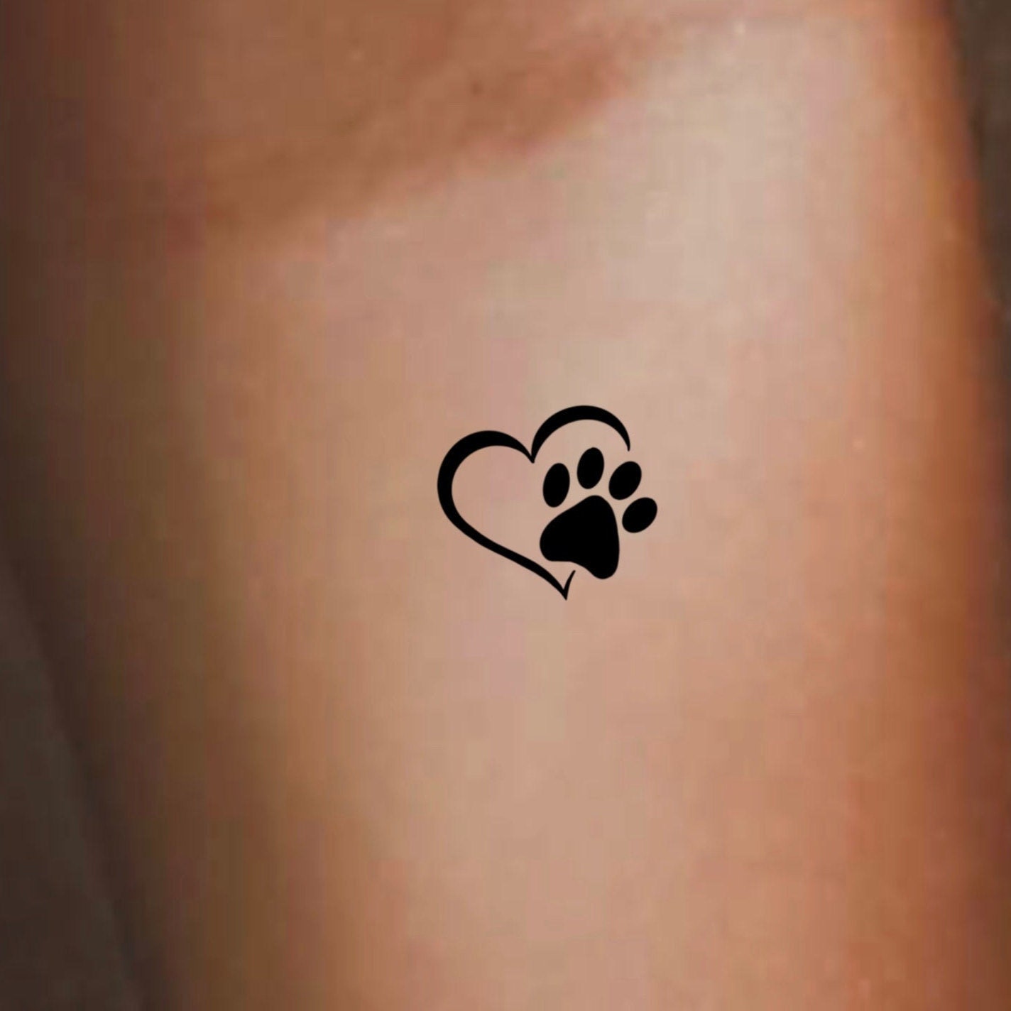 Paw Print Heart Temporary Tattoo / Small Paw Print Tattoo / Dog ...