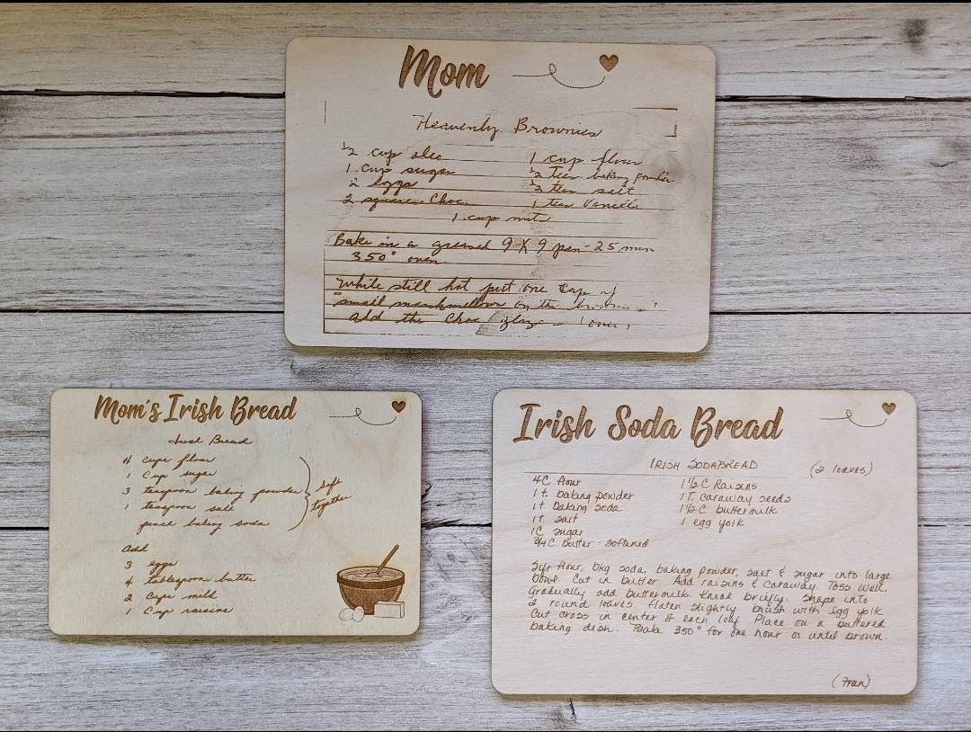 Handwritten Wood Recipe Card for Mom, Wood Recipe Card Recipe Gift, Handwritten Recipe Wood Card, Family Gift, Grandma's Recipe - Etsy