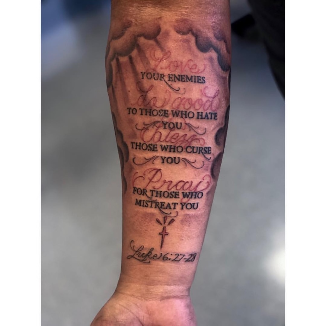 Verse Forearm Tattoo