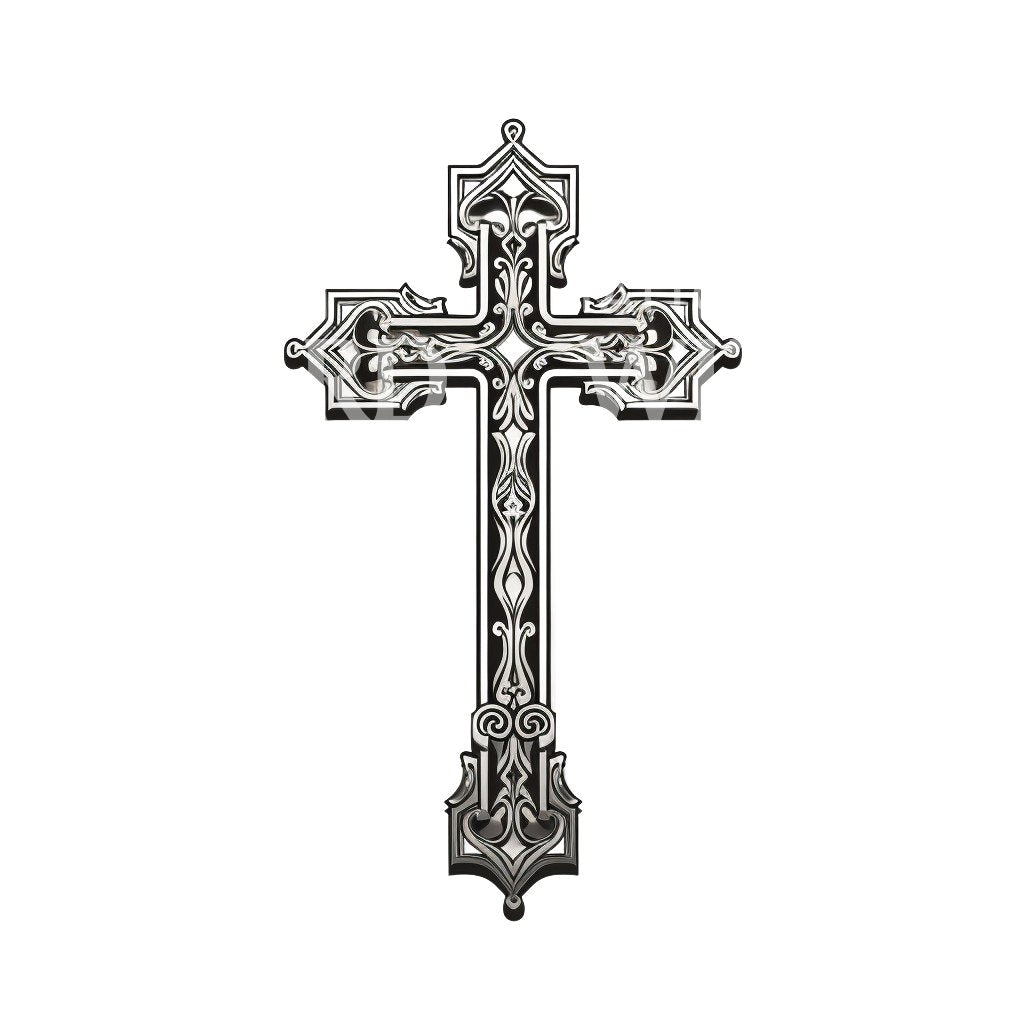 Gothic Cross Blackwork Tattoo Design