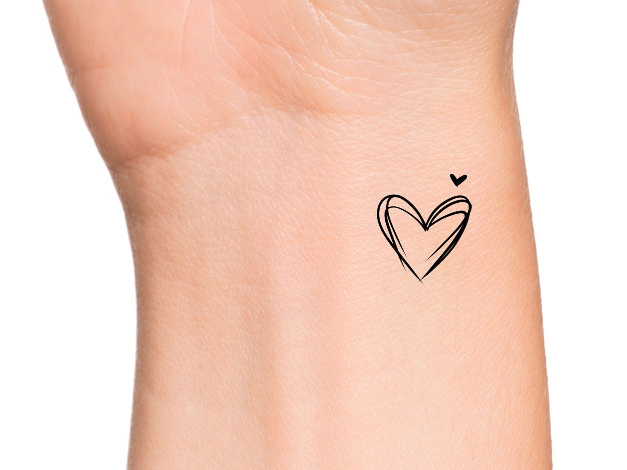 Heart Line Temporary Tattoo / Small Cute Heart Outline - Etsy