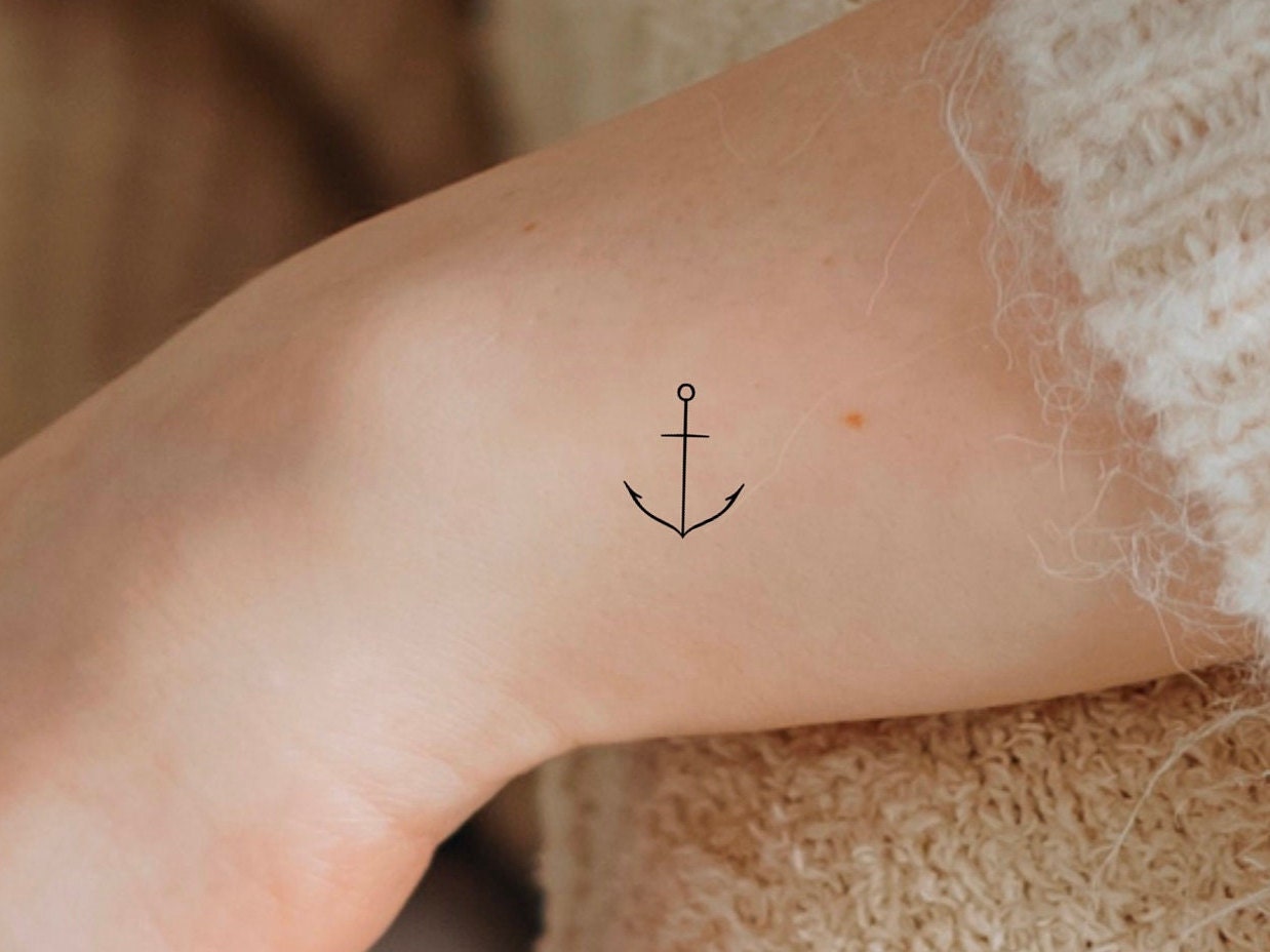 Thin Line Anchor Temporary Tattoo - Etsy