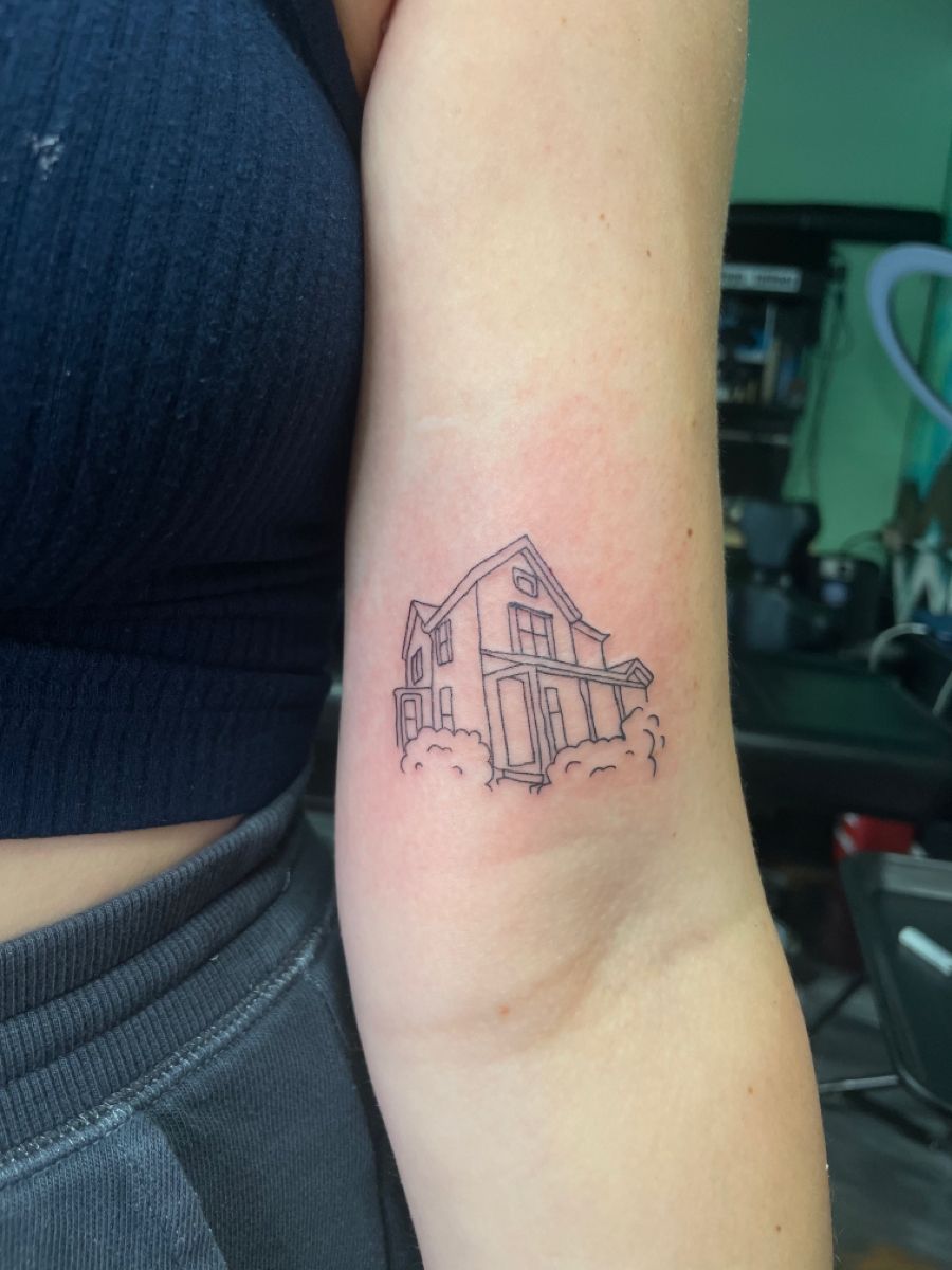 Fine line Home House Tattoo