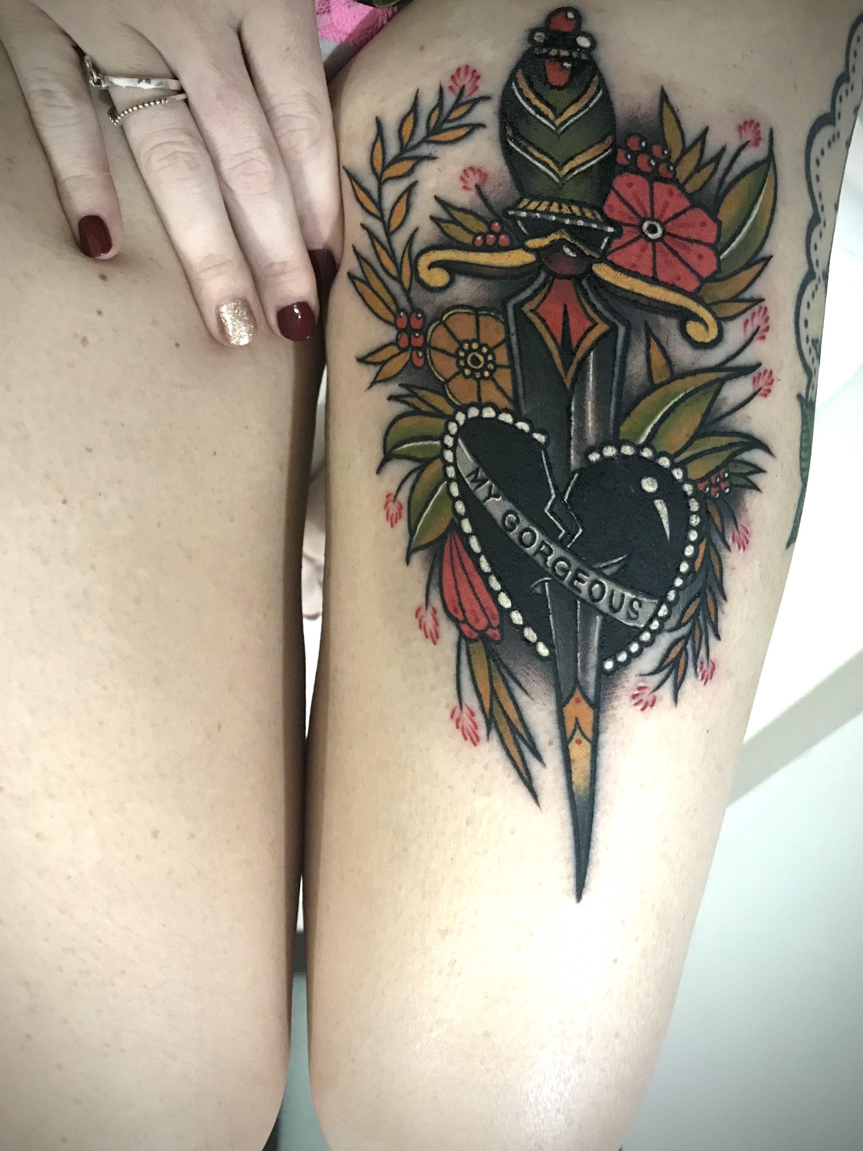 Dagger & Broken Heart Tattoo