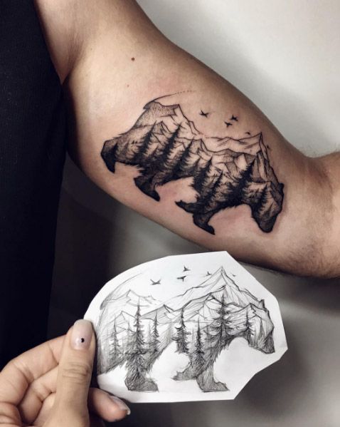 40+ Creative & Unique Landscape Animal Tattoo Designs - TattooBlend