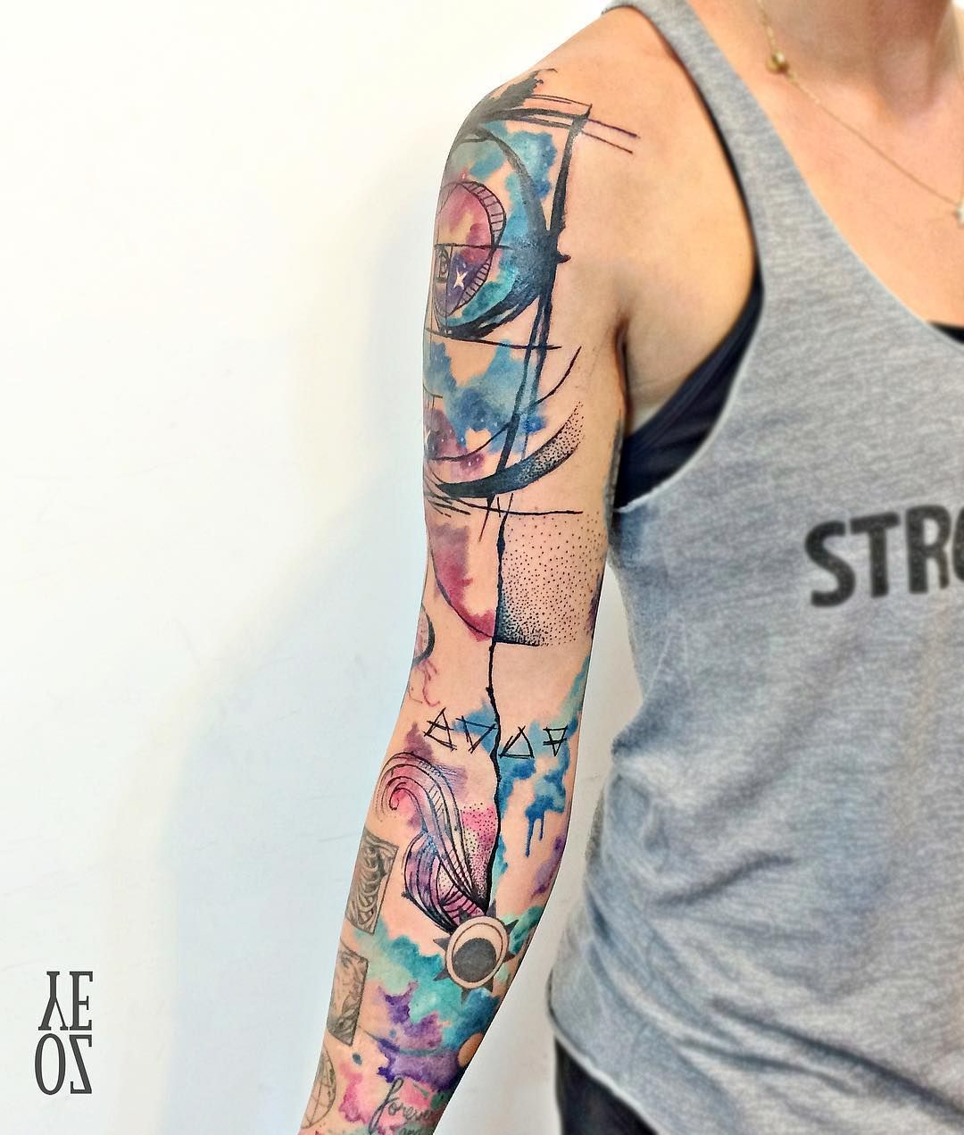 50 Truly Artistic Watercolor Sleeve Tattoos