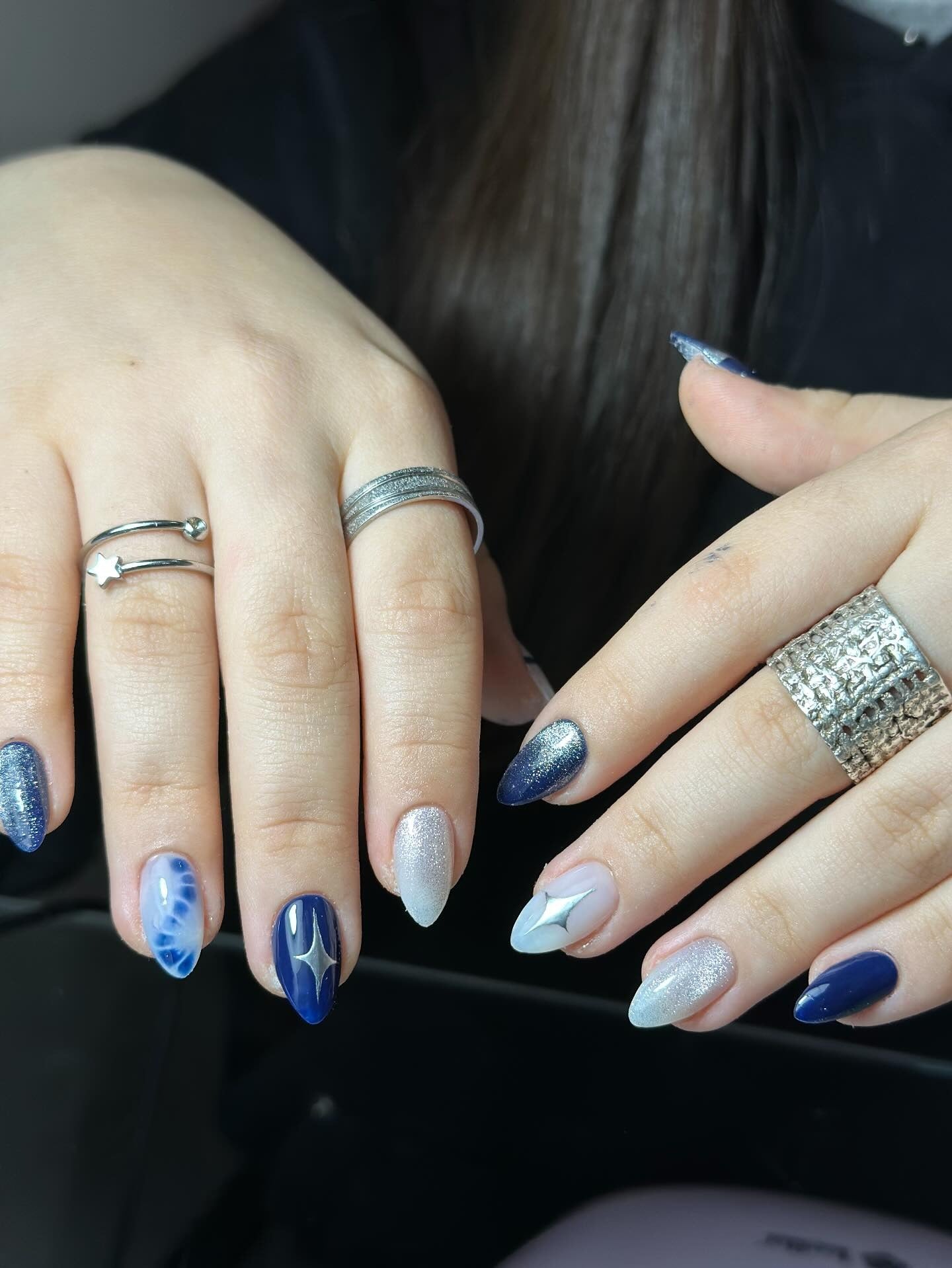 3. Midnight Blue Glam (Pretty Nail Ideas)
