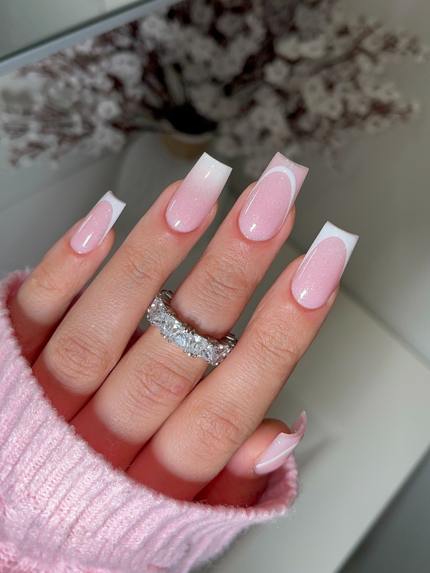 16. Soft Pink Ombre Square (Pretty Nail Ideas)