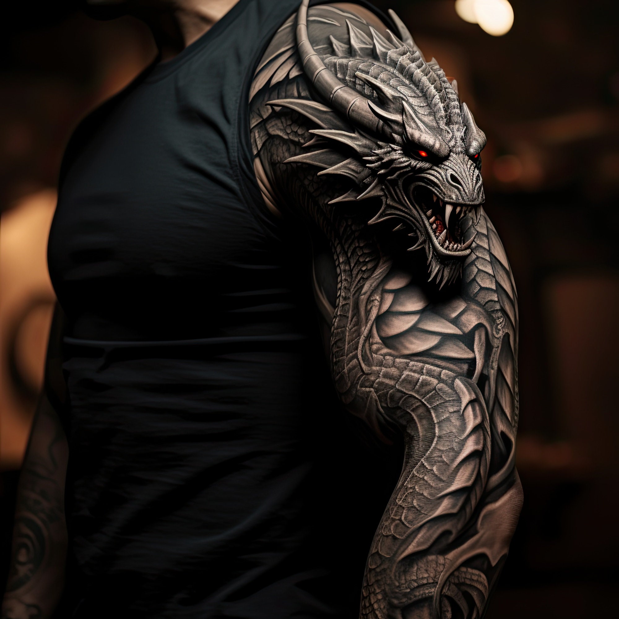 Emergence of Power: Captivating Artwork of a Dragon Tattoo Coming ...