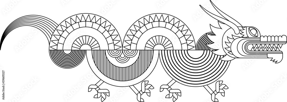Abstract geometric chinese dragon. Modern minimalistic shape ...