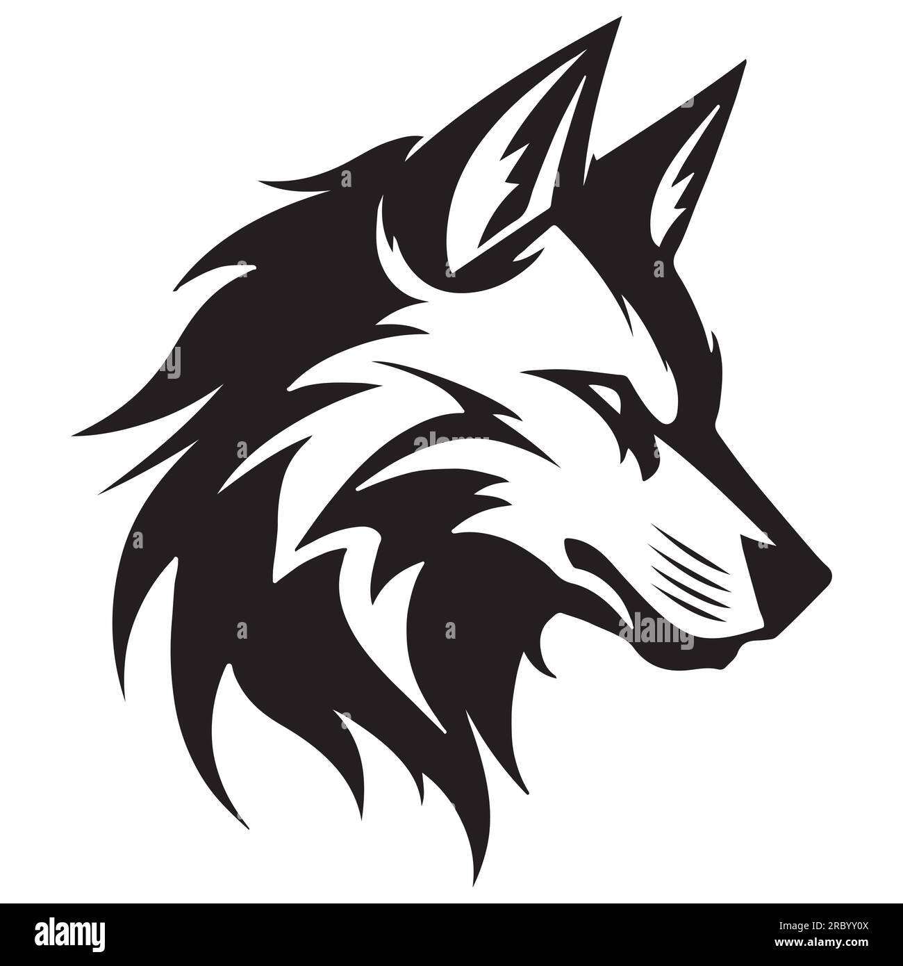 Wolf Black and White Head Minimalist Vector Tattoo Design Element ...