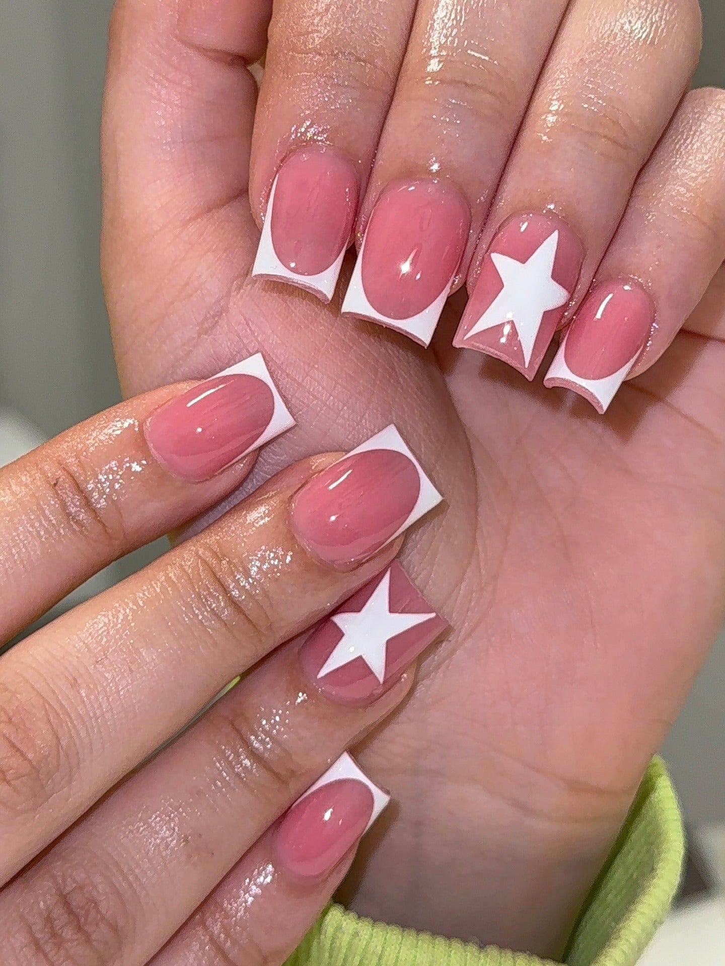 5. Star-Cut White French Tips on Square Nails (French Tip Nail Ideas)