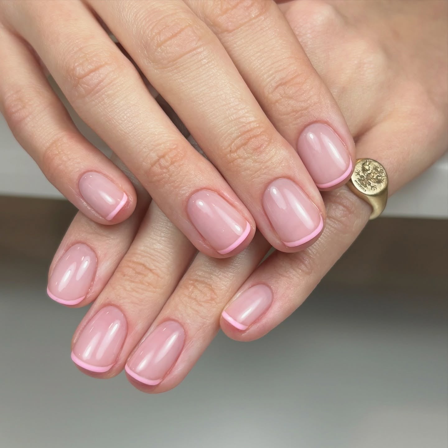 10. Thin Pink Micro-French Tips (French Tip Nail Ideas)