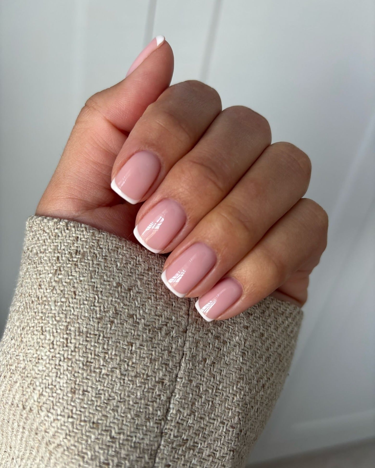 18. Minimalist White Micro Tips on Short Nails (French Tip Nail Ideas)