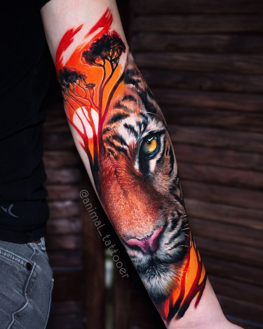 This Artist Gives People Colorful And Bright Animal Tattoos (80 Pics)