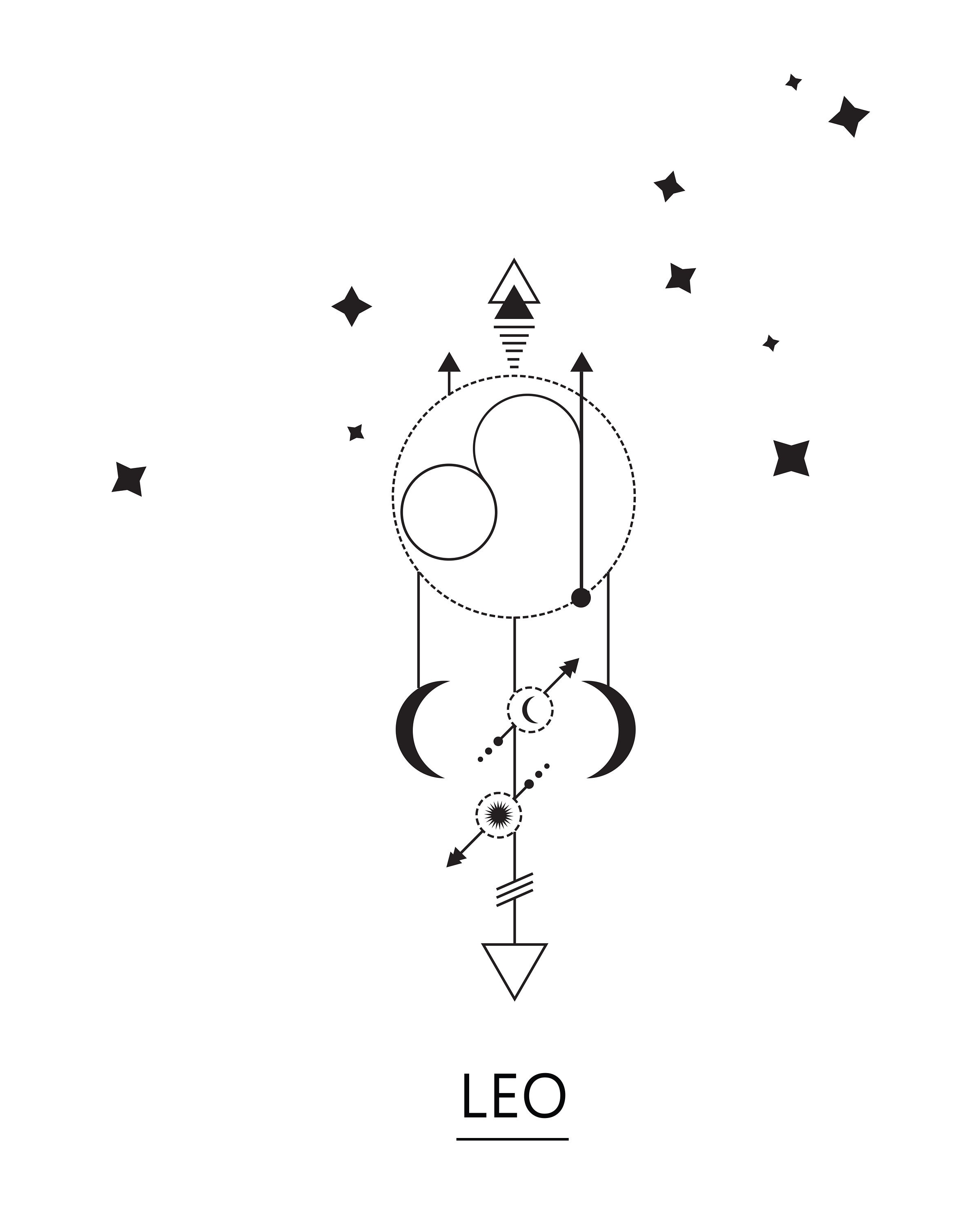 Leo Zodiac Sign SVG/JPEG . Minimalist Tattoo. Constellation ...