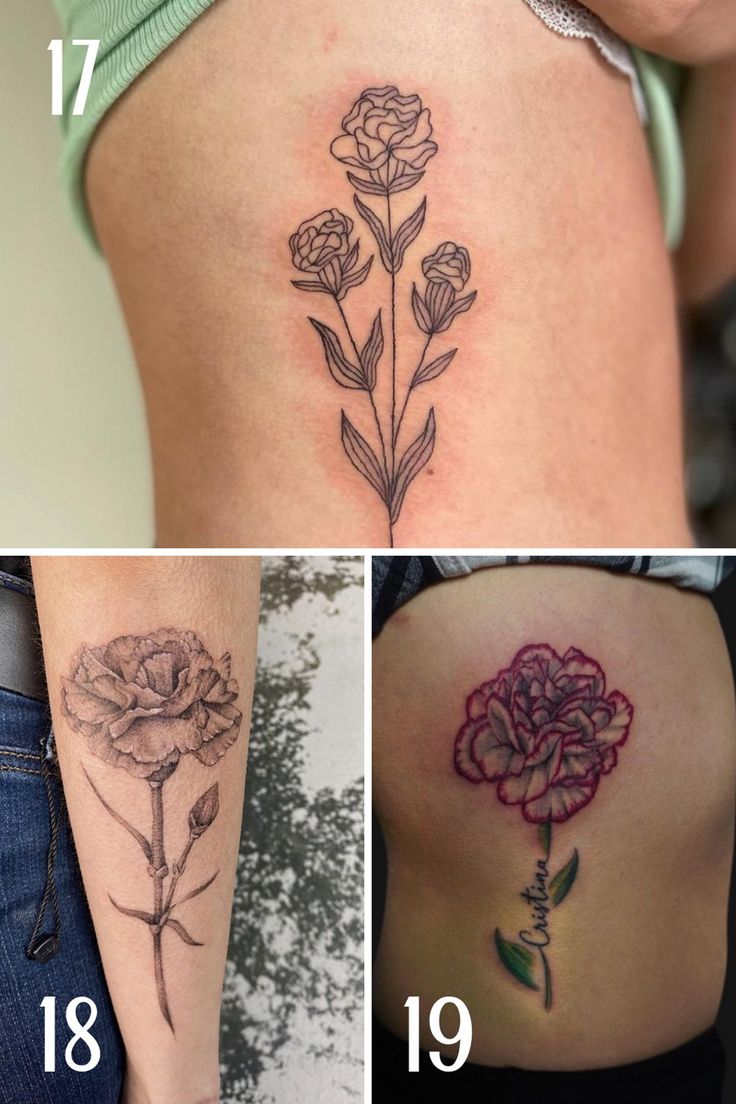 January Birth Flower Tattoo Designs {The Carnation}