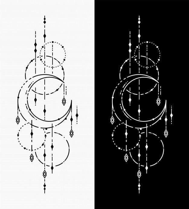Premium Vector | The moon geometric tattoos