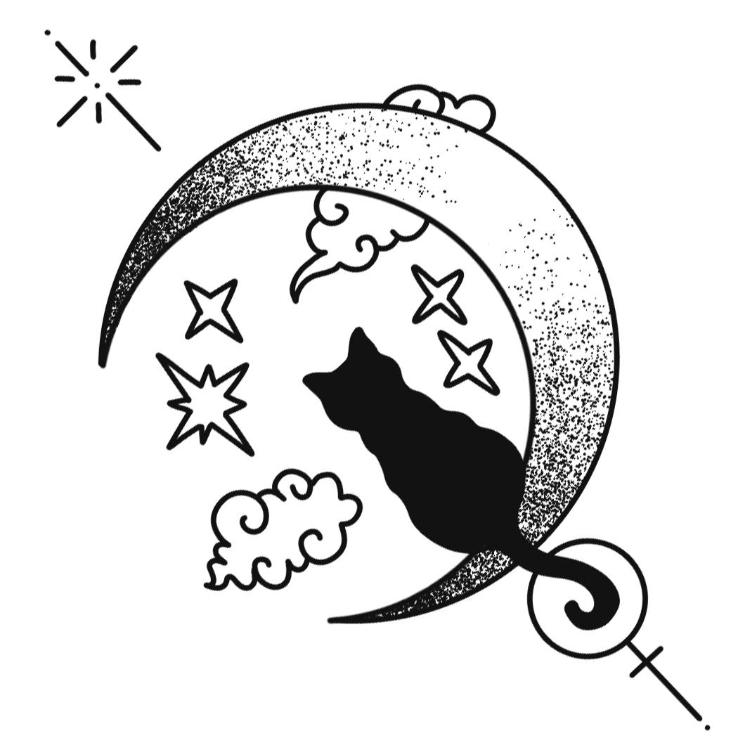 Cute Cat on Moon Tattoos - Purrrfect Ink Ideas! (10 Ideas) | Inkbox™