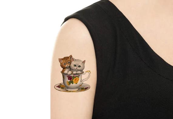 Temporary Tattoo Teacups Series / Cats in Teacup / Biscuits and ...