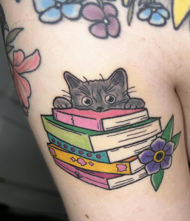 I got the kitty book stack! : r/TattooDesigns