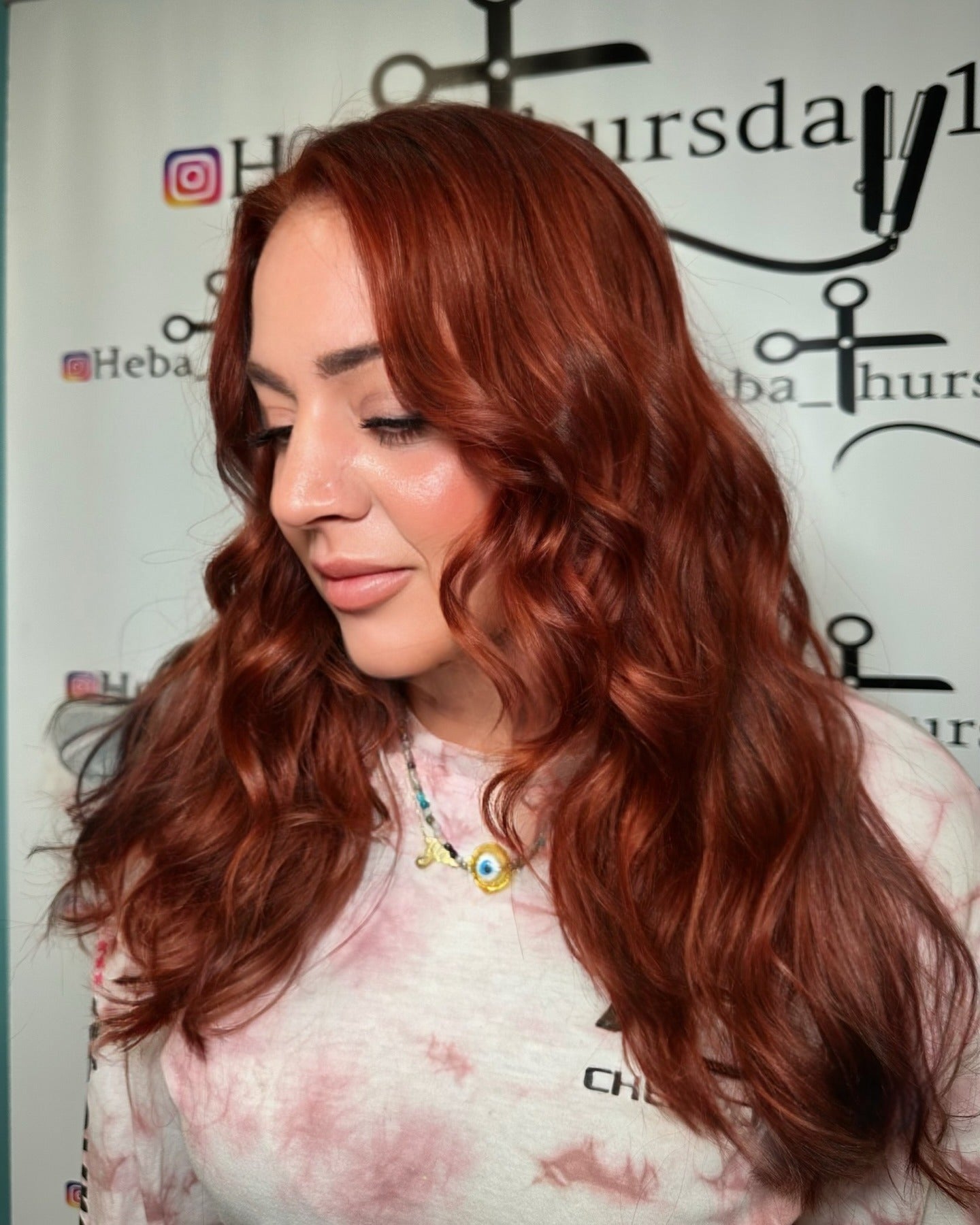 2. Voluminous Waves in Glossy Red Copper (Red Copper Hair Color)