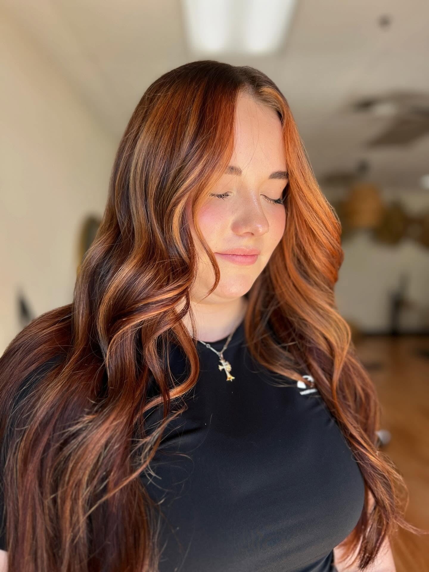 13. Sunlit Balayage in Deep Copper Red (Red Copper Hair Color)