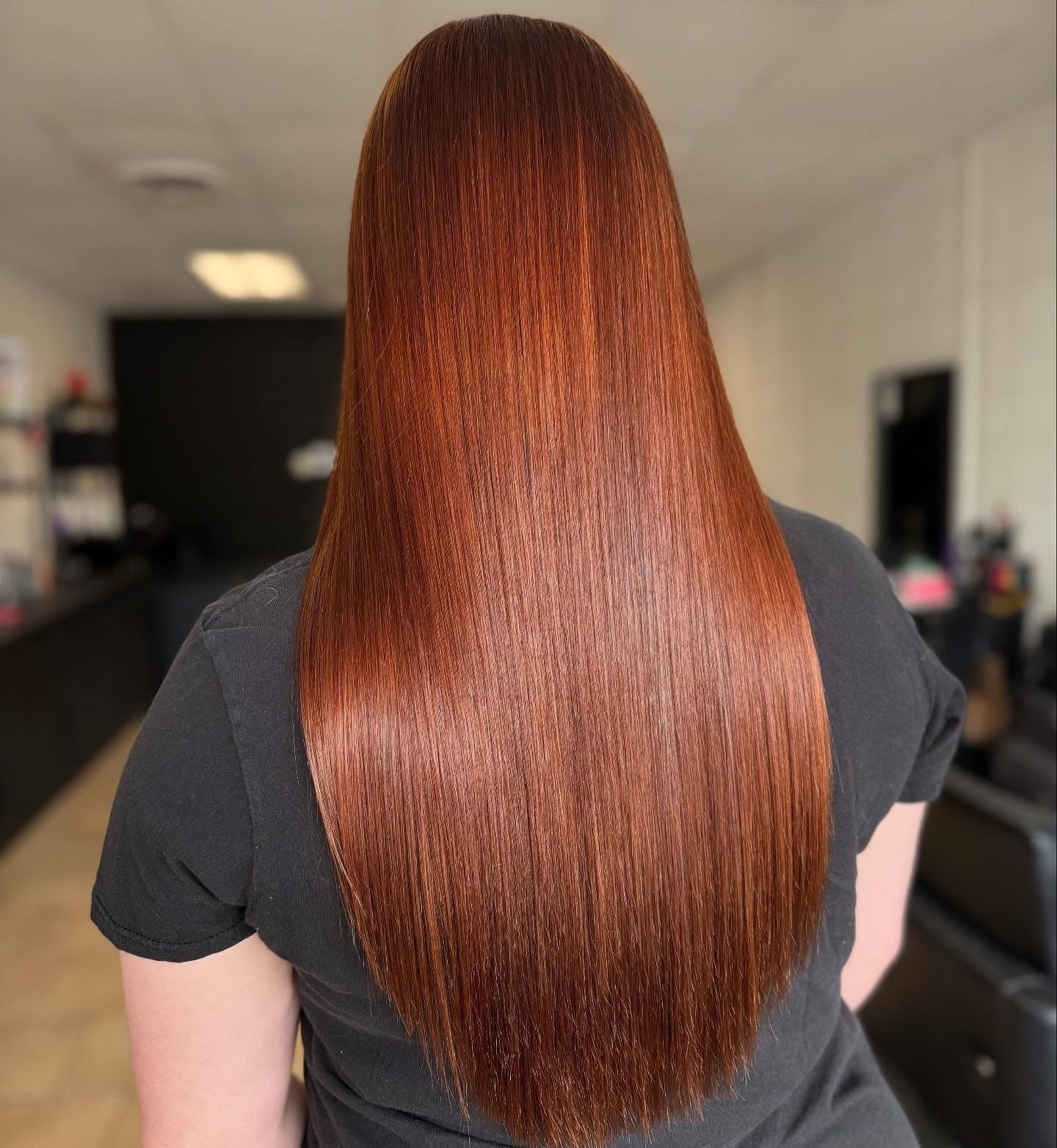 16. Sleek and Straight in Rich Copper Shine (Red Copper Hair Color)