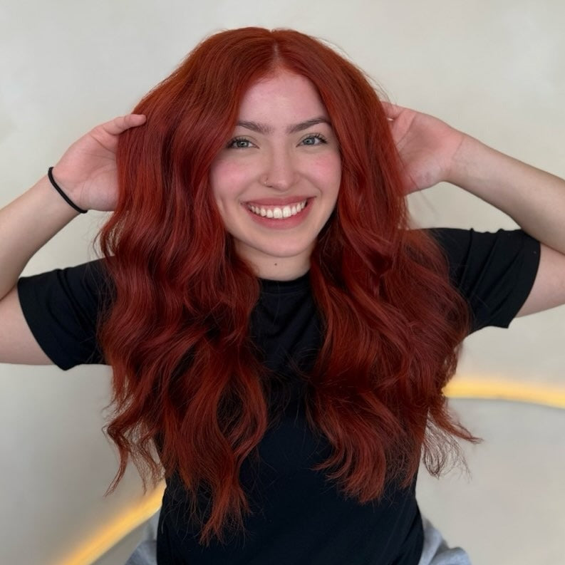20. Voluminous Copper Waves with Bold Finish (Red Copper Hair Color)