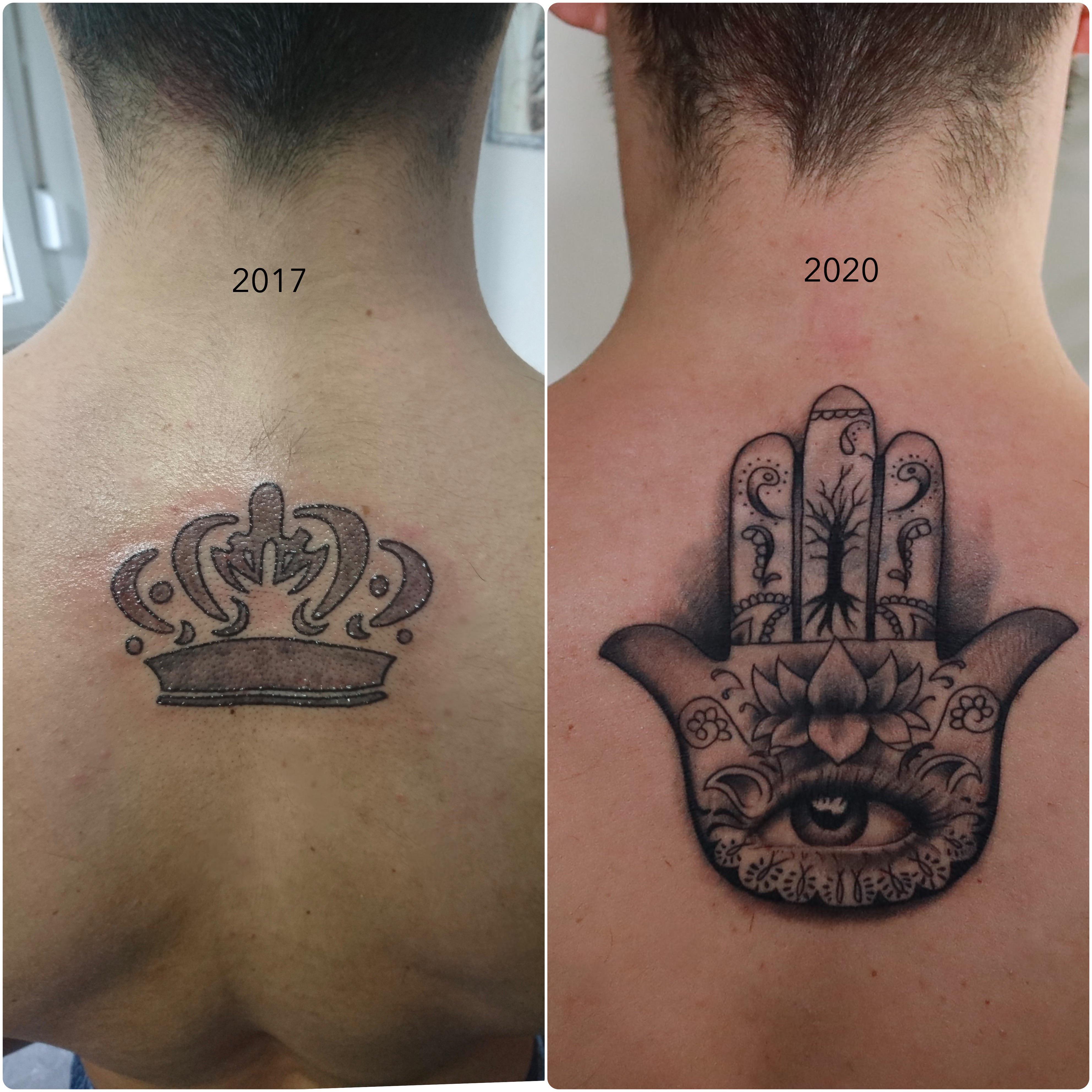Coverup of an old, really bad crown tattoo. Done by ...