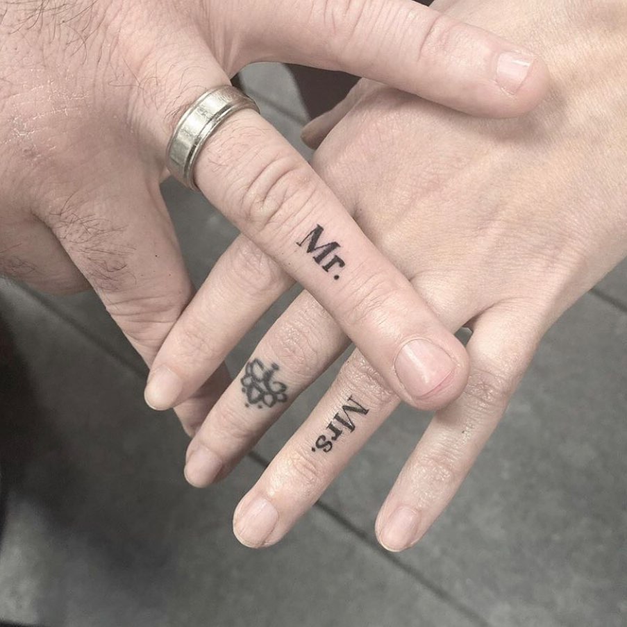 Unique Mr. and Mrs. Tattooed Love Symbols