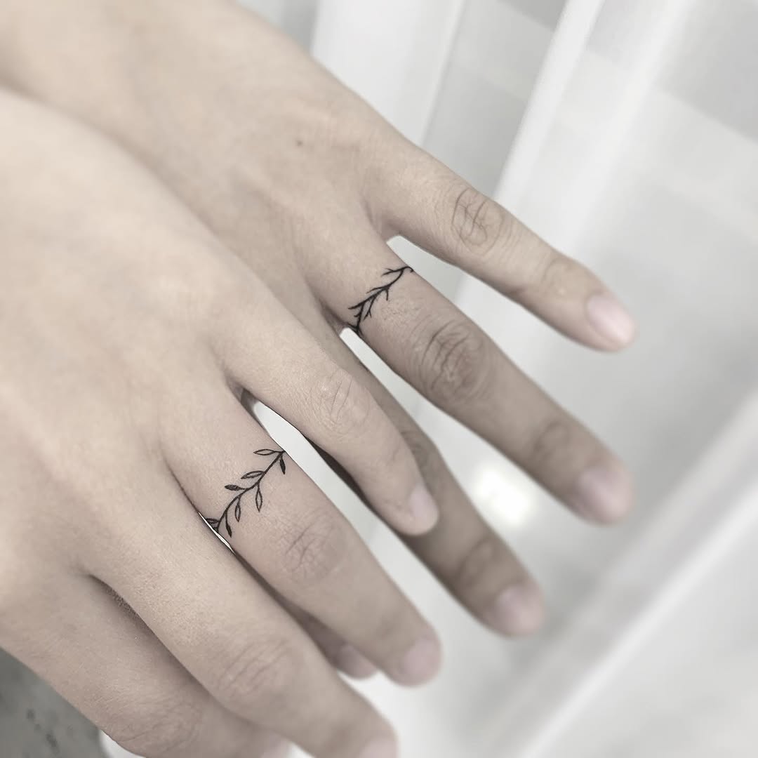 Stylish vine tattoo ring designs on fingers
