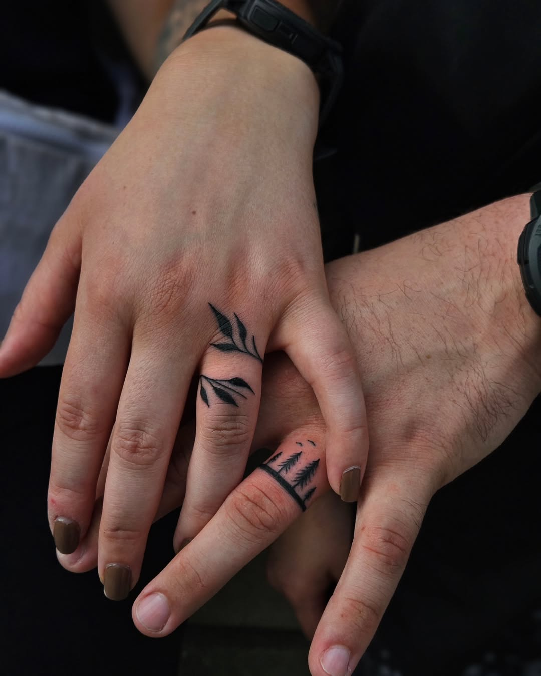 Minimalist bamboo tattoos symbolizing unity