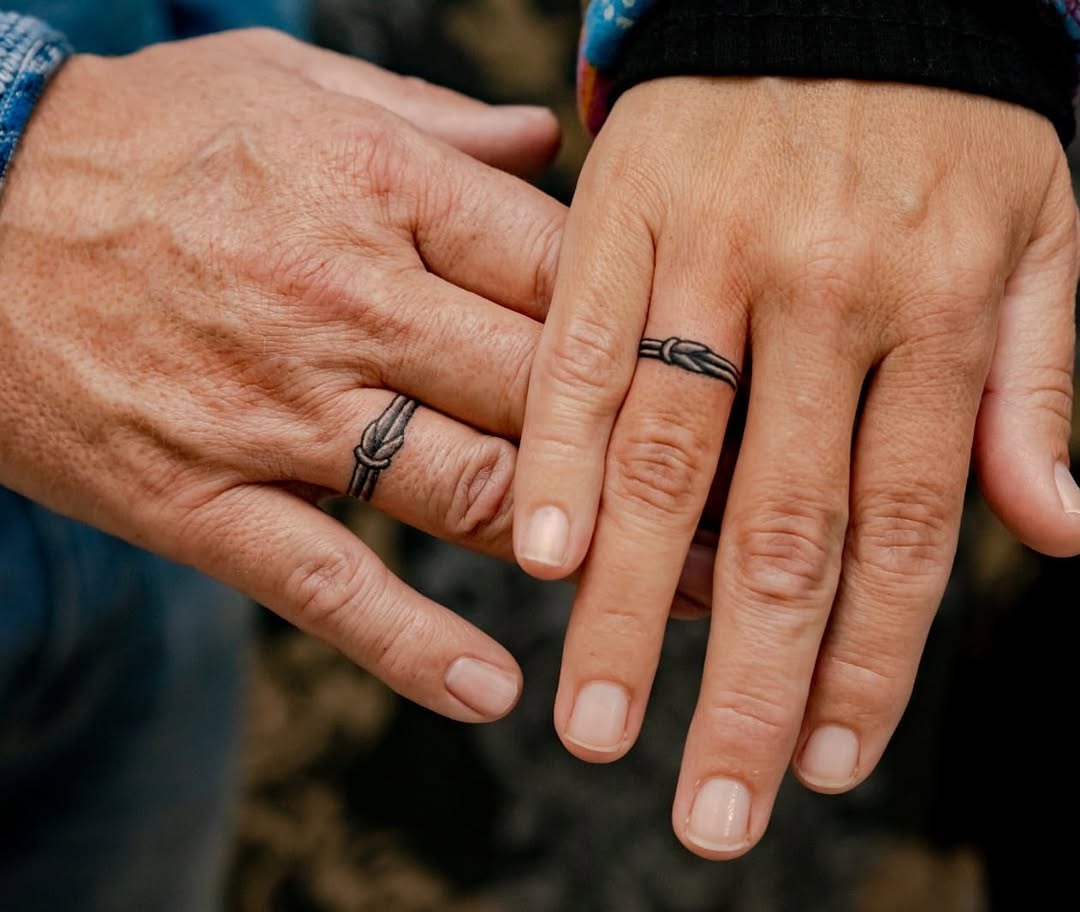 Meaningful wedding ring tattoo inspiration for couples