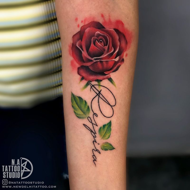 Watercolor Rose Tattoo