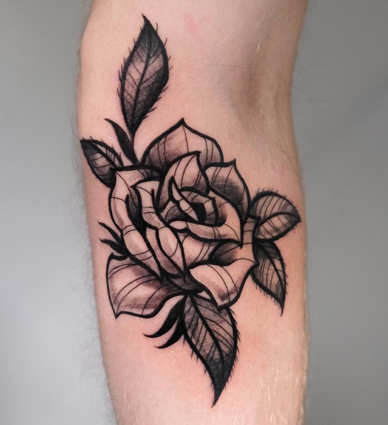 Black Ink Rose Tattoo