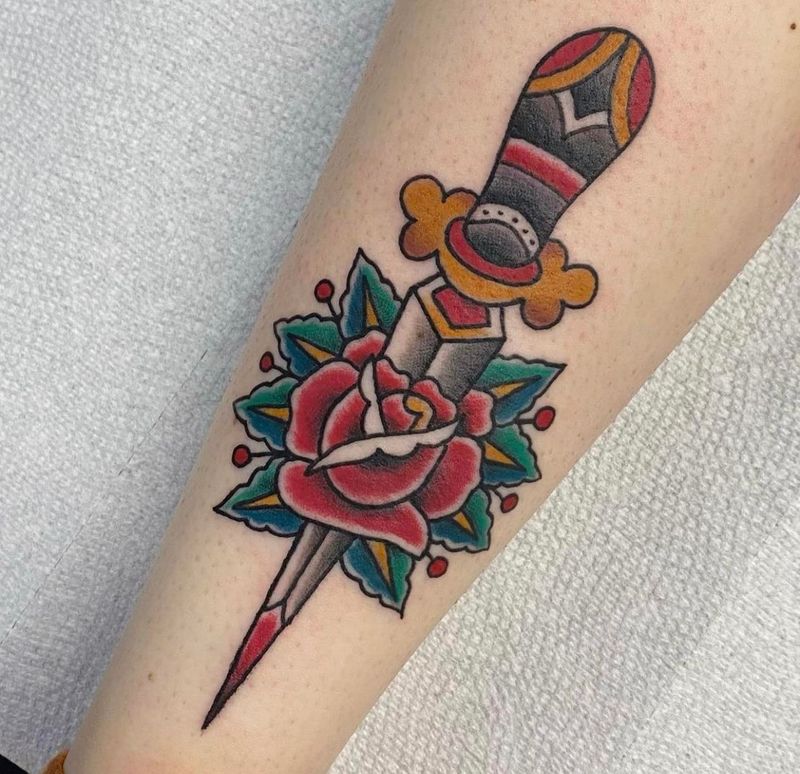 Rose And Dagger Tattoo