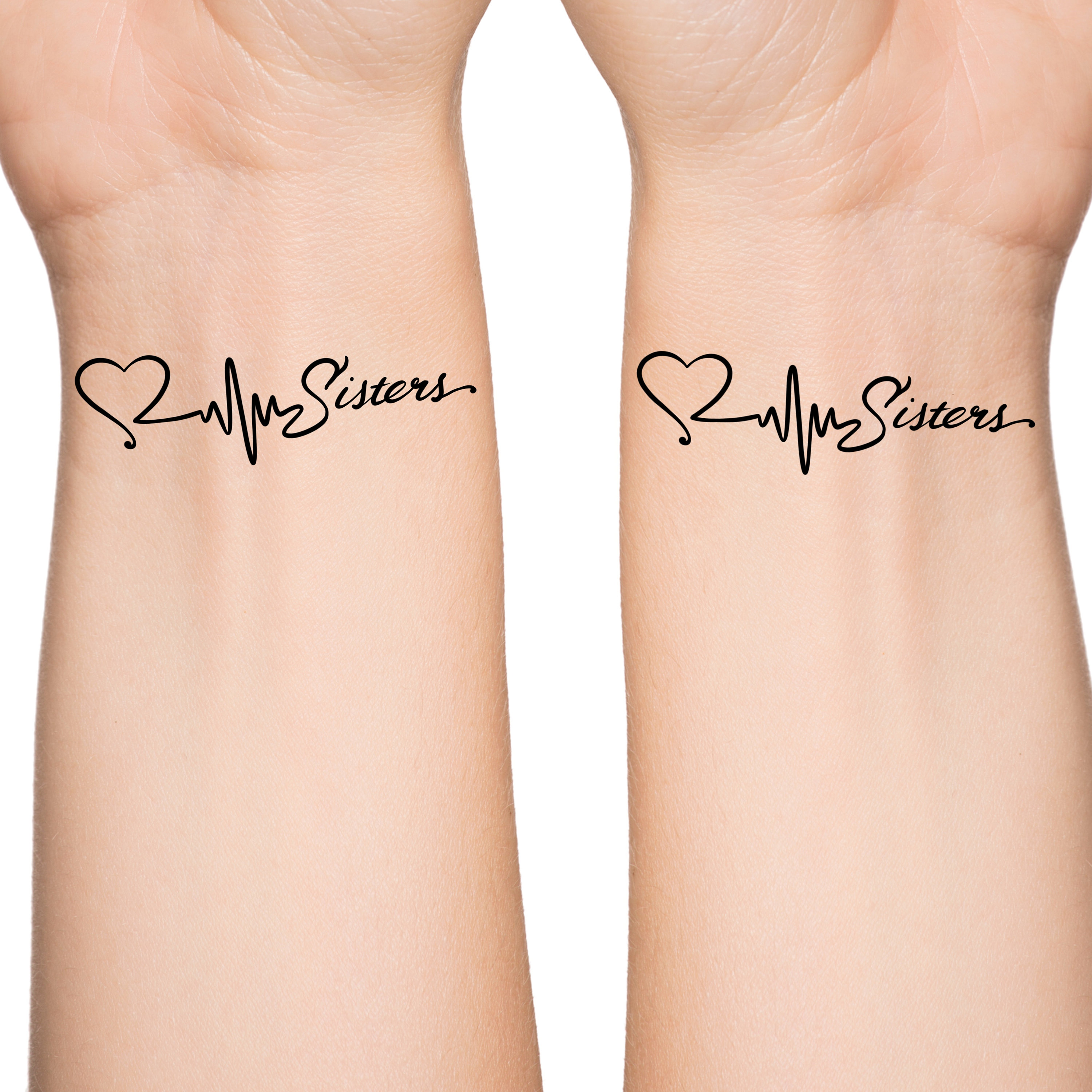 Sisters Heartbeat Temporary Tattoo / Matching Tattoos / Best ...