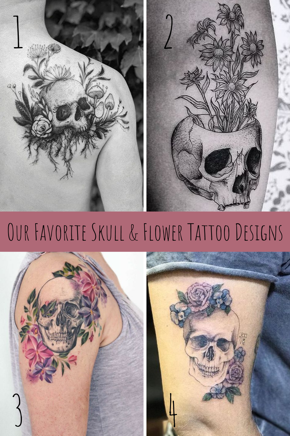 27 Beautiful Skull and Flower Tattoo Ideas