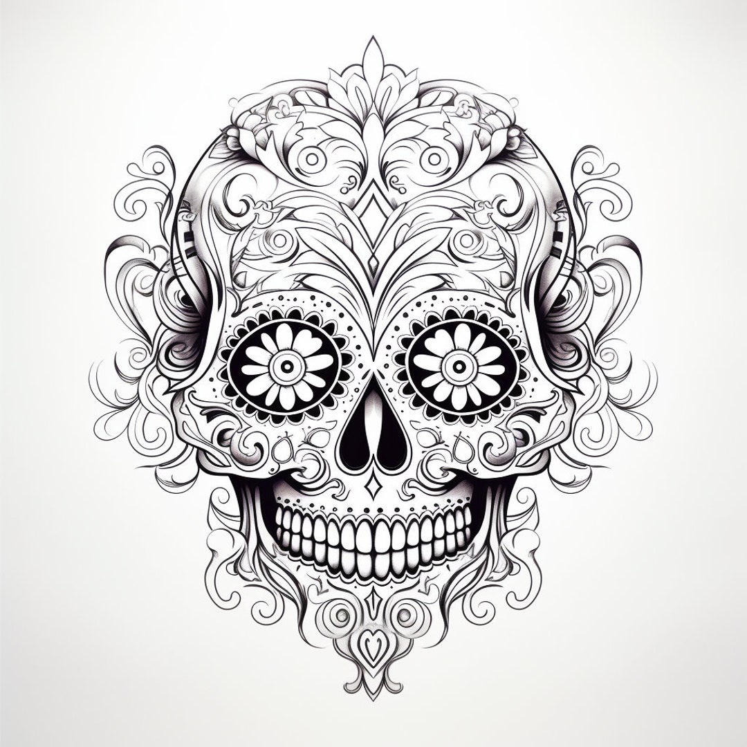 100 Sugar Skull Mandala Tattoo Designs: Unique, Detailed & Mesmerizing - Etsy