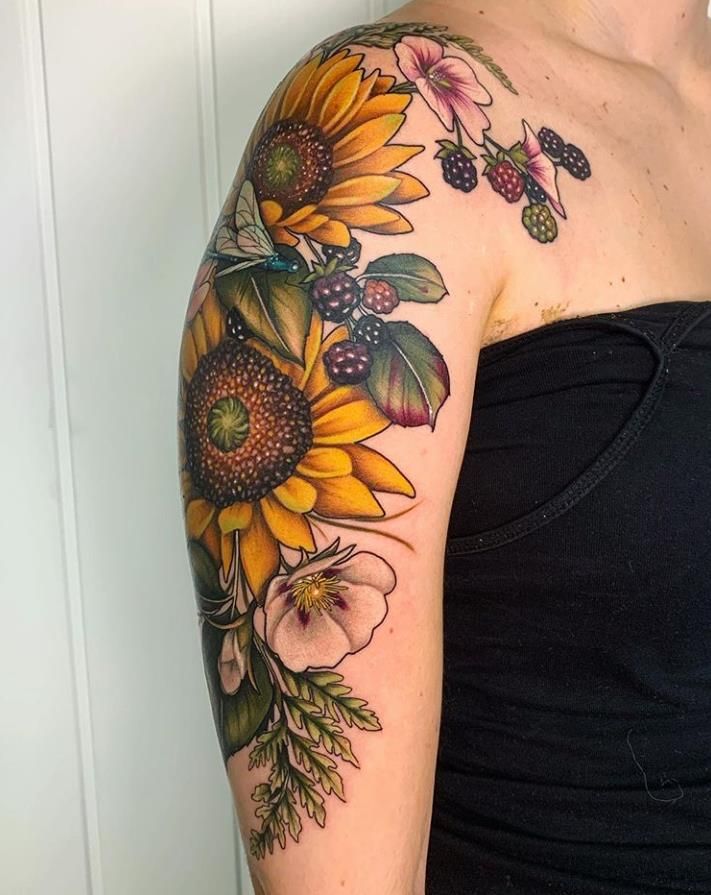 Active And Sunny Sunflower Tattoo Art Designs In 2020 Summer ...