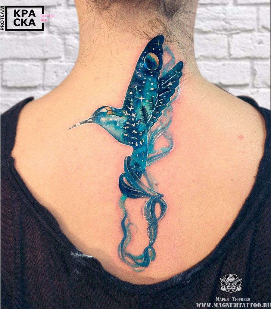 Hummingbird Back Tattoo