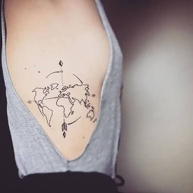 world map tattoo ribs