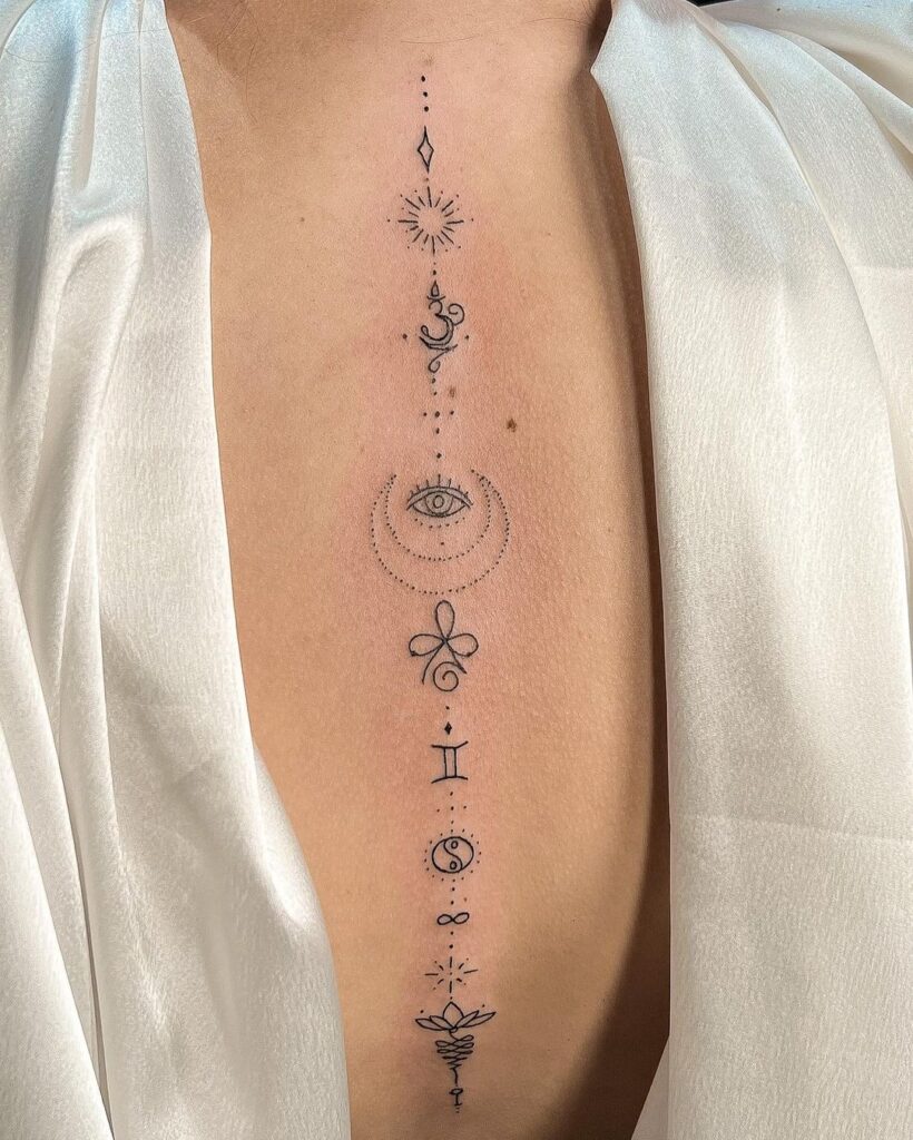 Back Tattoo With Different Elements