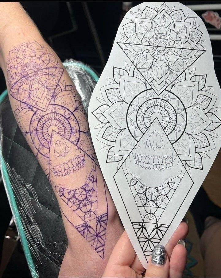 Floral Mandala Half-Sleeve Tattoo