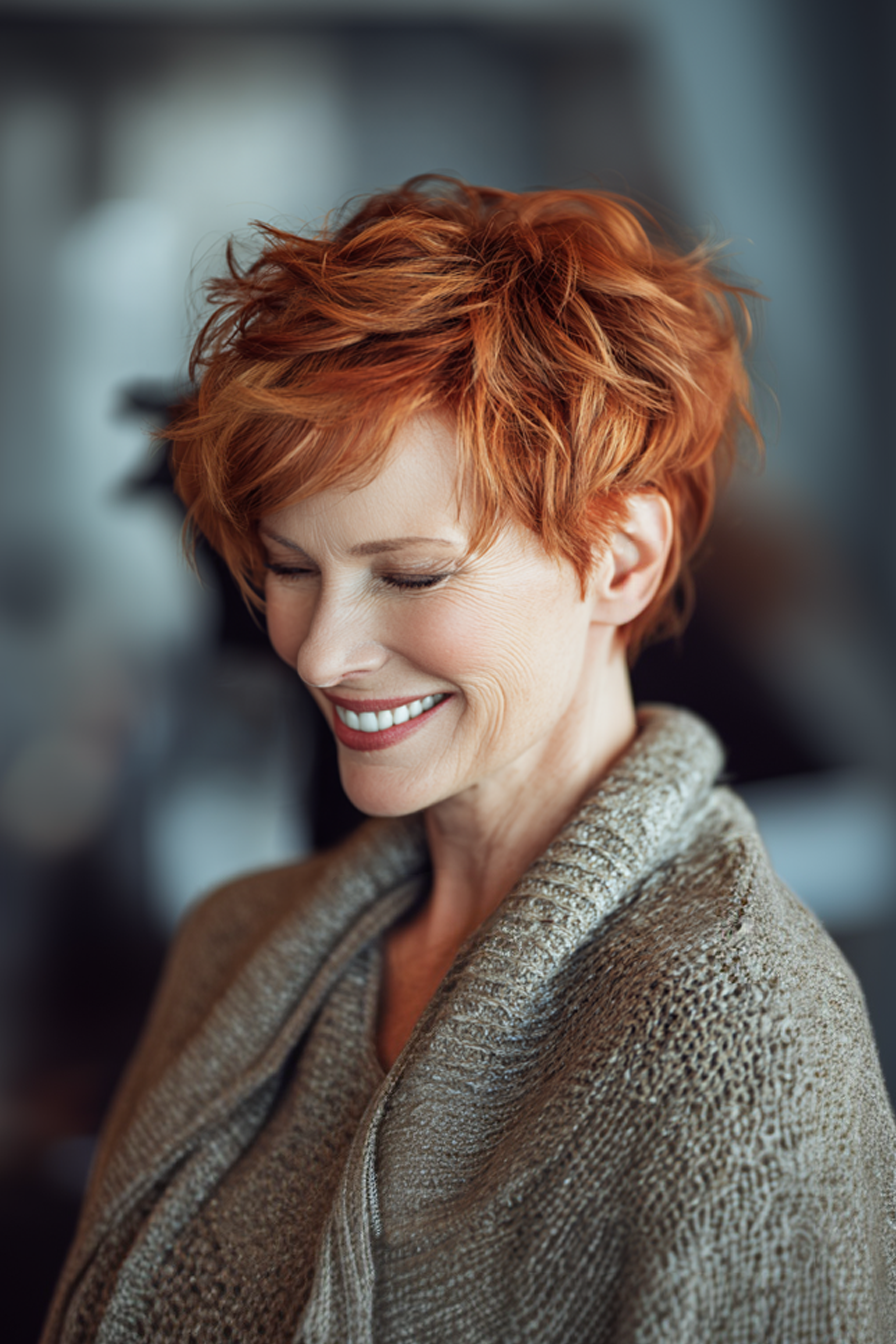 5. Auburn Layered Pixie (Short Pixie Hairstyles For Older Women) - Short Pixie Hairstyles For Older Women