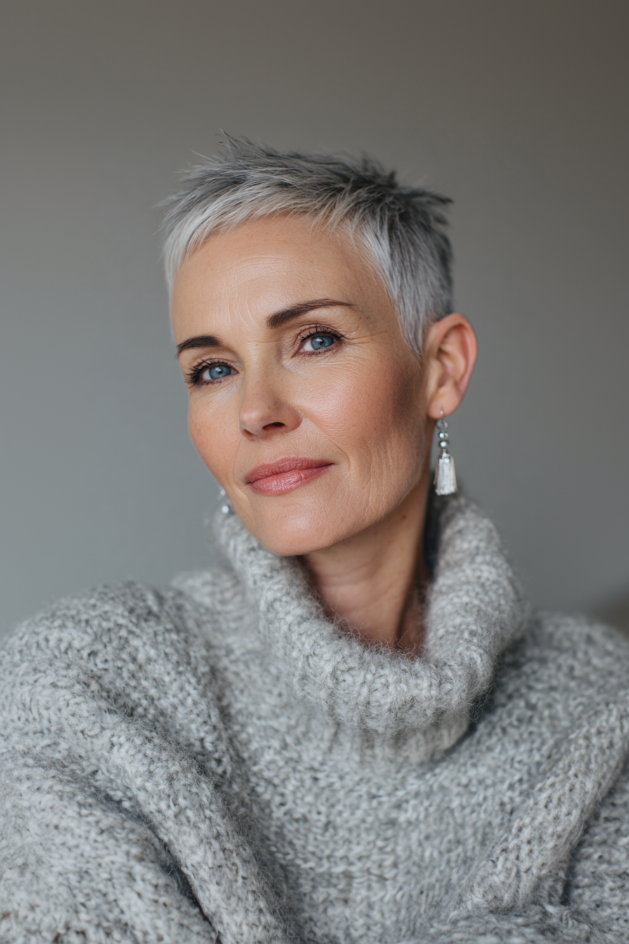 7. Soft Grey Tapered Pixie (Short Pixie Hairstyles For Older Women) - Short Pixie Hairstyles For Older Women