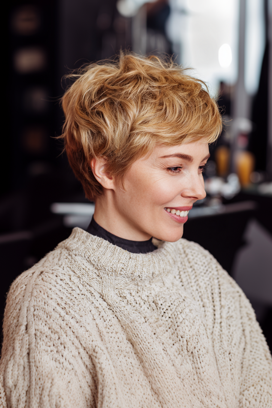 12. Golden Blonde Pixie Cut (Short Pixie Hairstyles For Older Women) - Short Pixie Hairstyles For Older Women